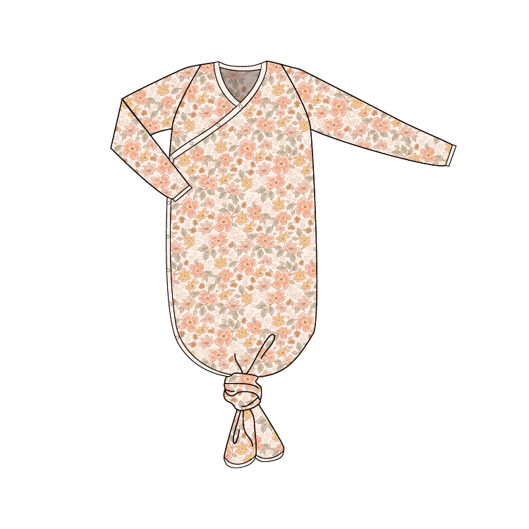 Spring Floral Knotted Gown