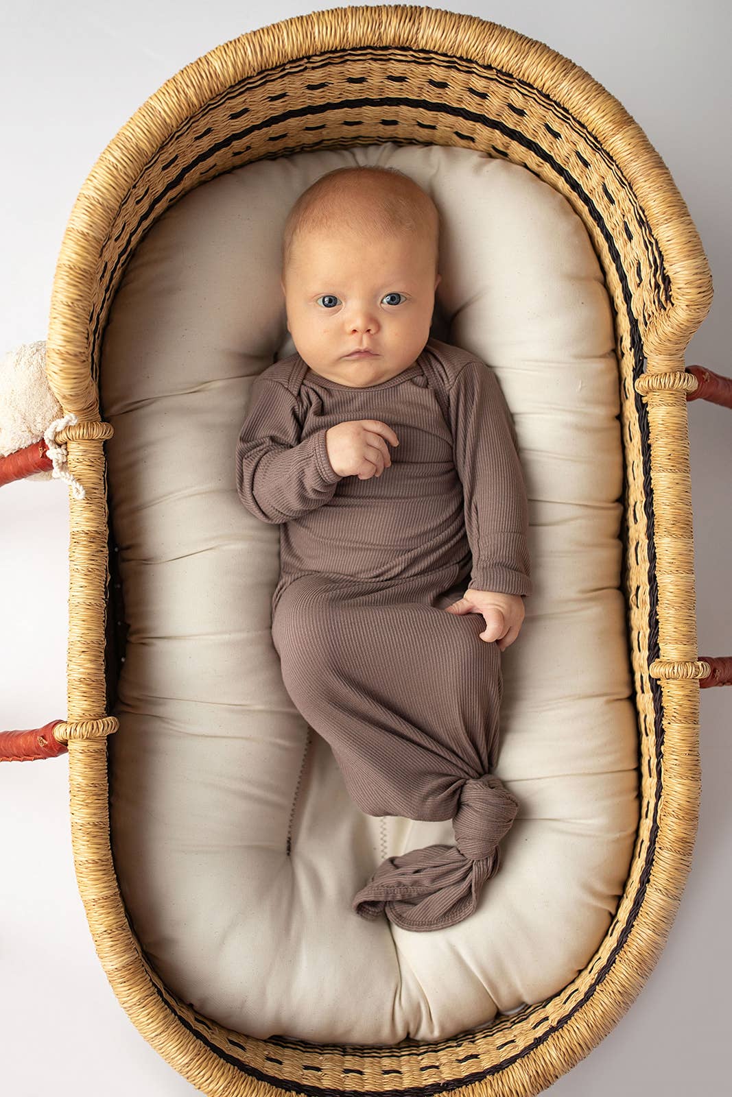 Cocoa Brown Ribbed Knotted Baby Gown