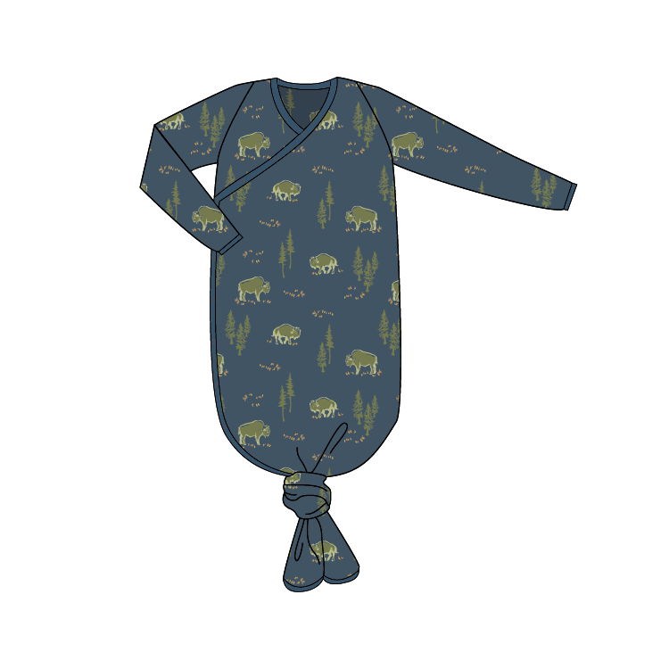 Bison Knotted Baby Gown