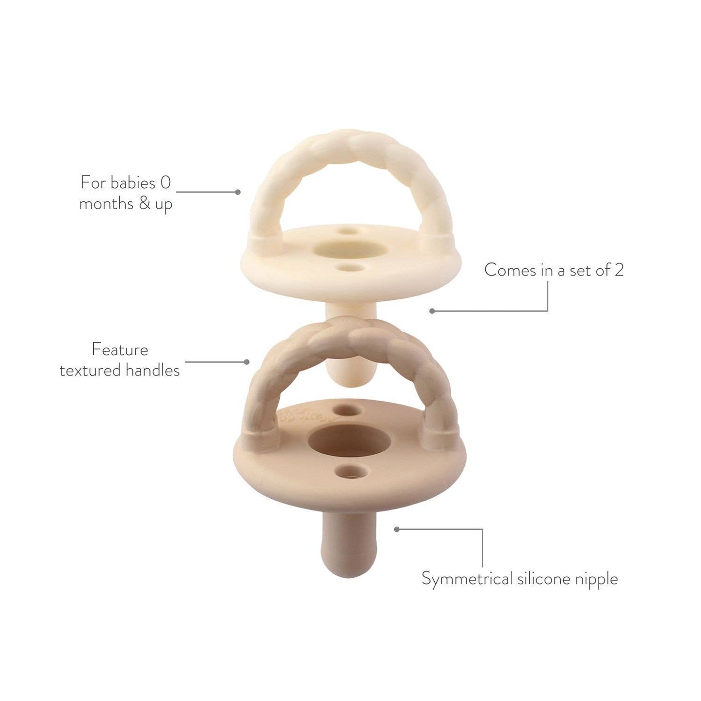 Sweetie Soother™ Silicone Pacifier|Set of 3|Coffee & Cream