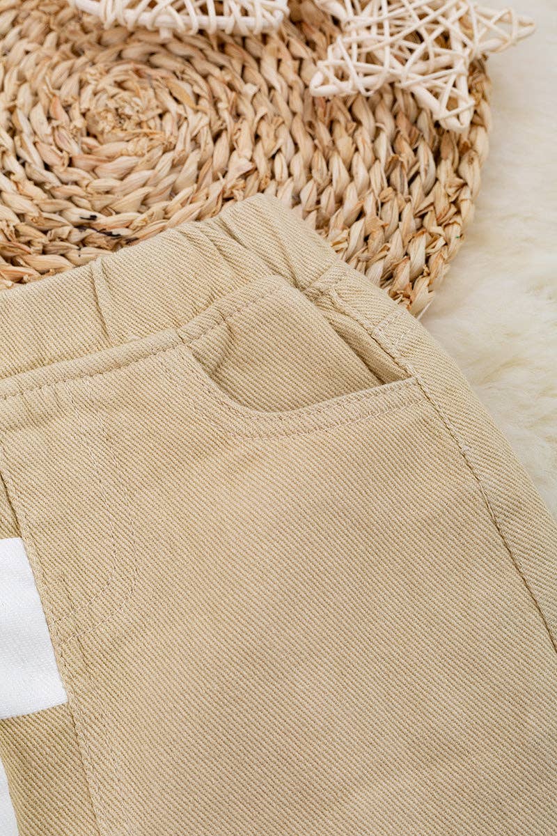 Ivory Checkered Denim Skirt