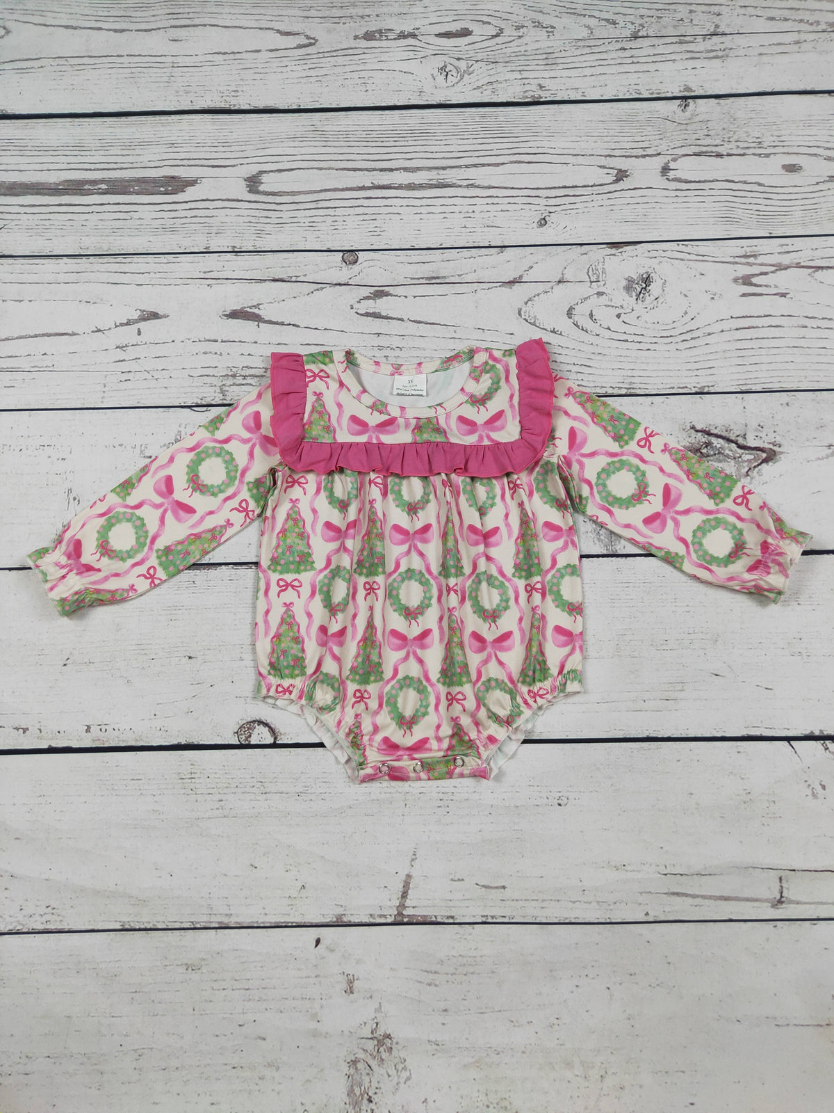 Pink Ruffle Bow Christmas Bubble