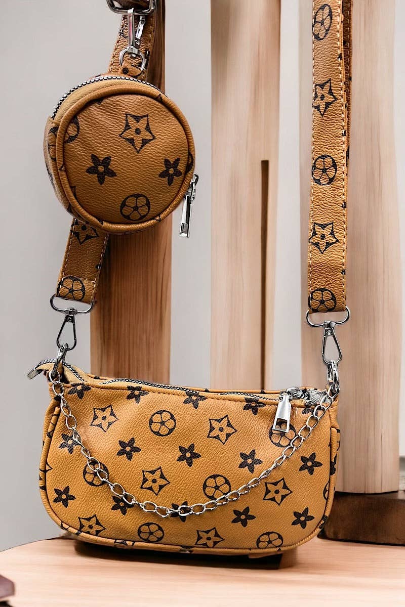 Khaki star LV Inspired crossbody purse