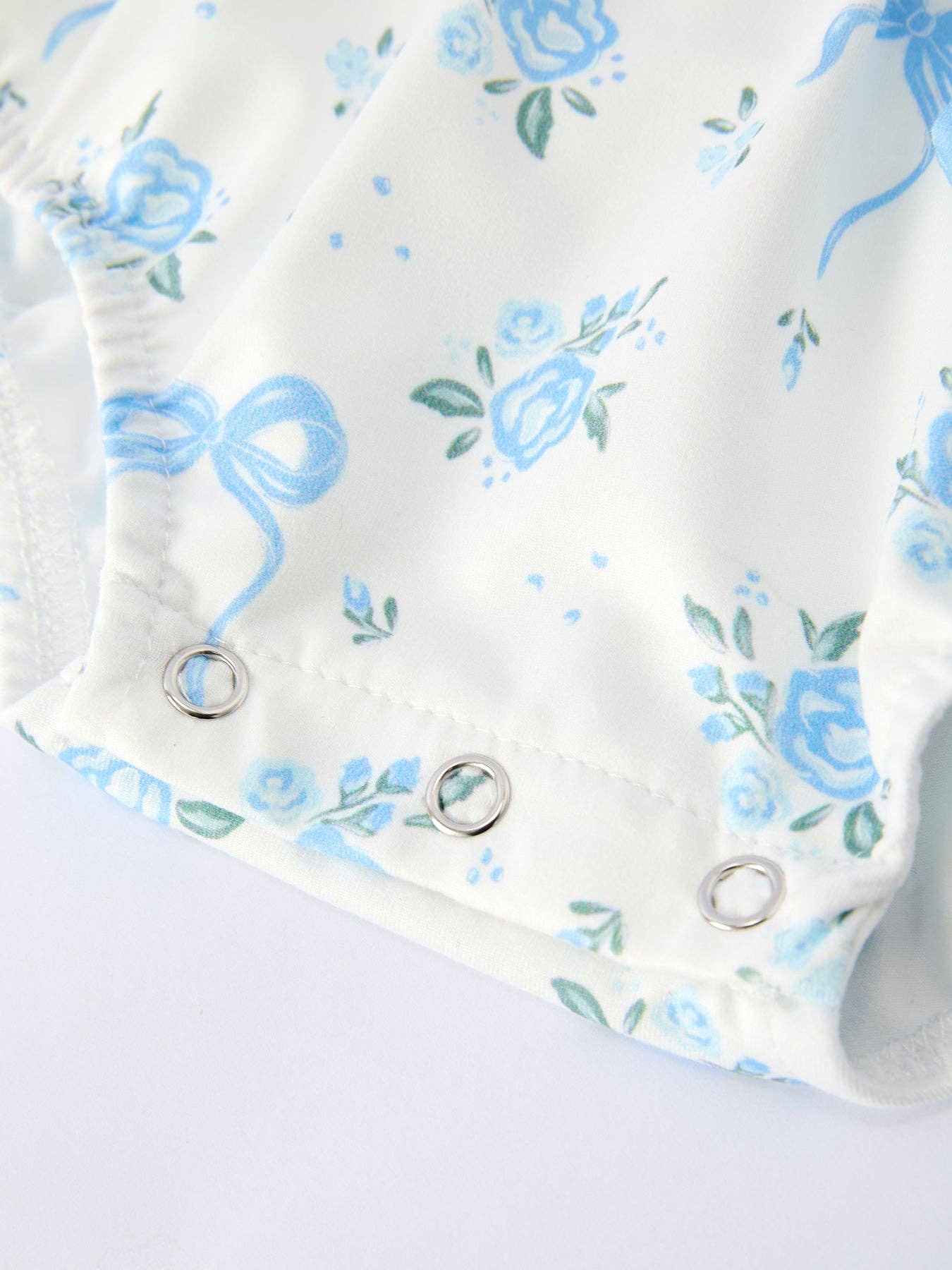 Spring Floral Romper Blue Ruffle