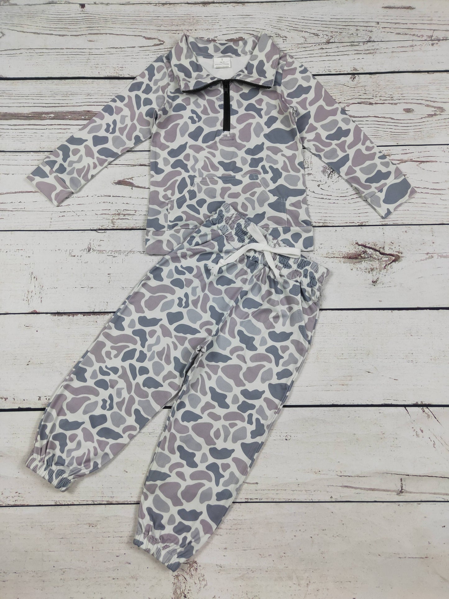 Boys Gray Camo Top+Pants Set