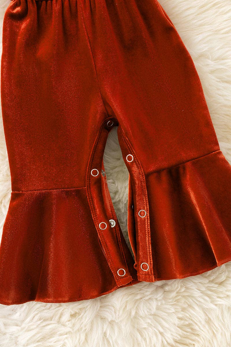Rust Velvety Baby Romper