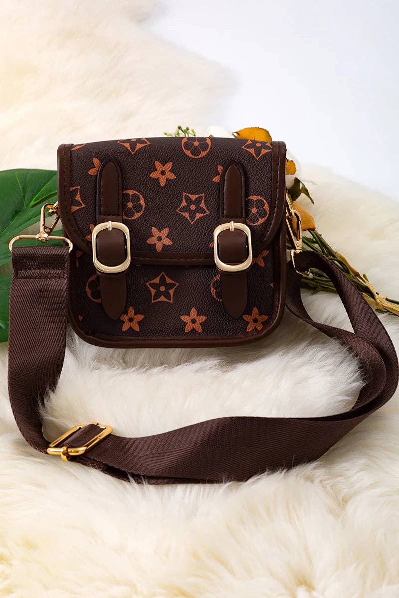 Brown 2 Buckle w/ strap Mini Louis Purse