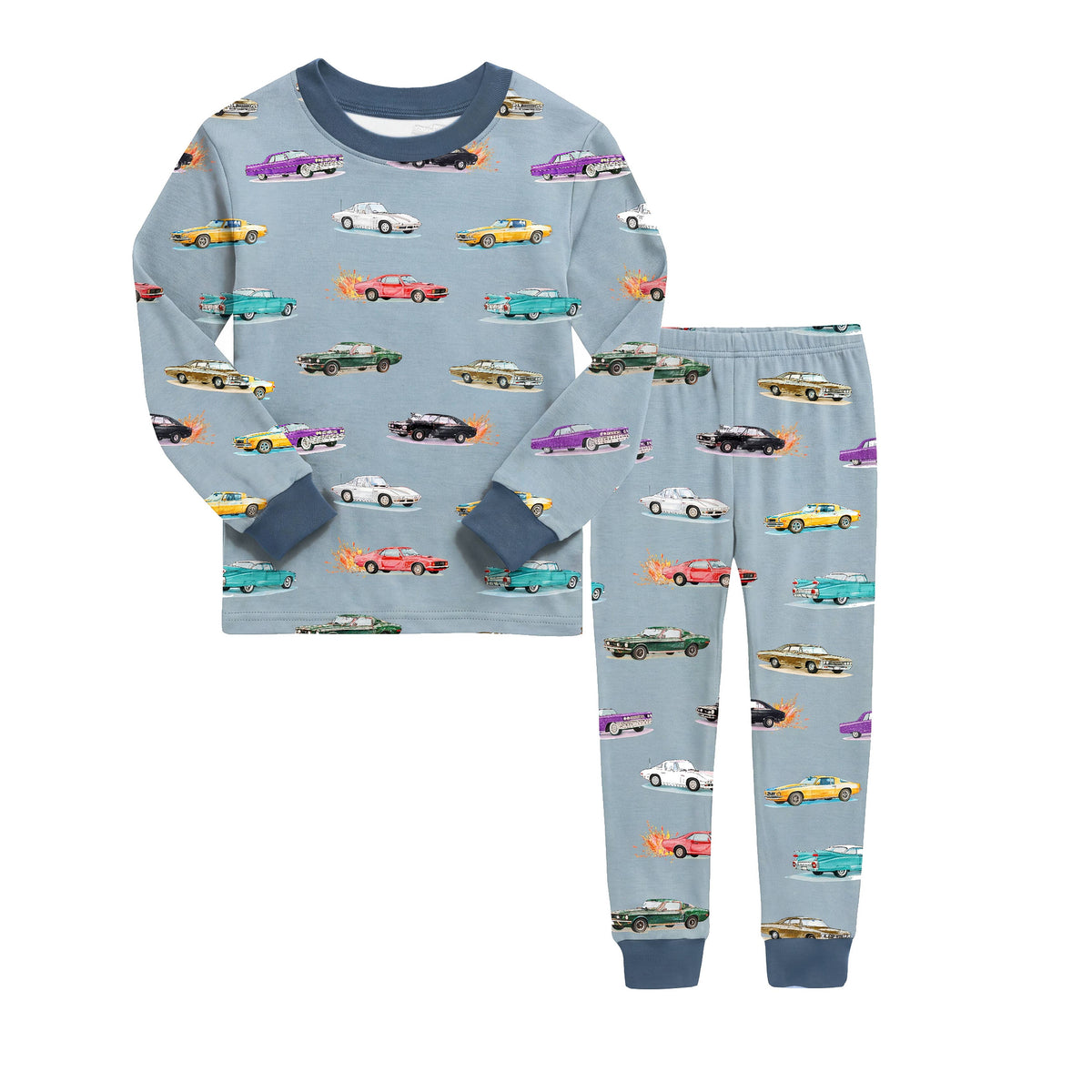 Bamboo Long Sleeve PJ Set Vintage Cars