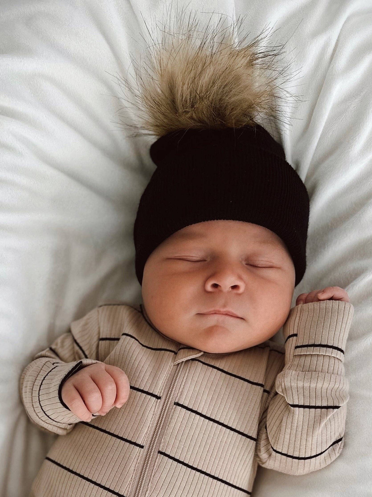 Baby's First Hat, Black Fur Pom