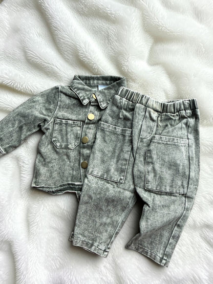 Green Denim Washed Set