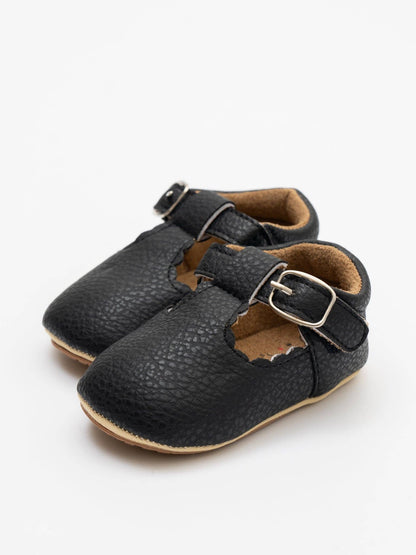 T-Strap Scalloped Buckle Shoes