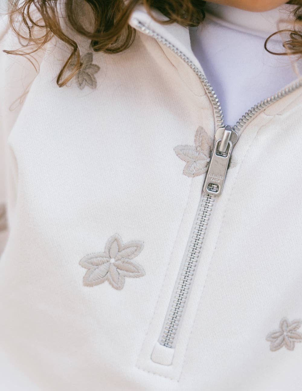 Embroidered Floral, Kids Half-Zip
