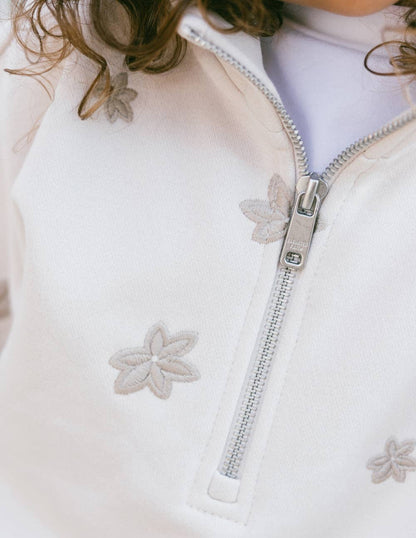 Embroidered Floral, Kids Half-Zip