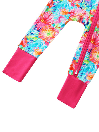 Coral Garden Bamboo Baby Convertible Zippy Romper