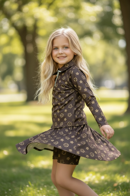 Louis inspired Hi-Performance activewear long sleeve top & skort