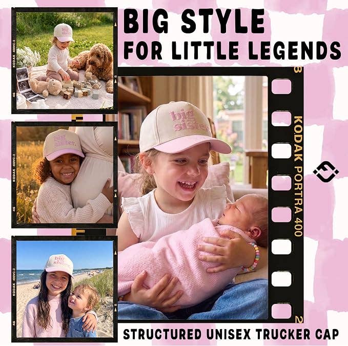 Kid/Baby Hat: Big Sister - Light Pink/Beige