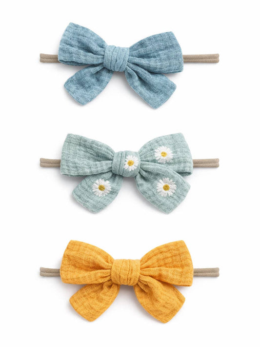 3-Pack Nylon Bows, Daisy