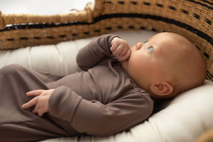 Cocoa Brown Ribbed Knotted Baby Gown