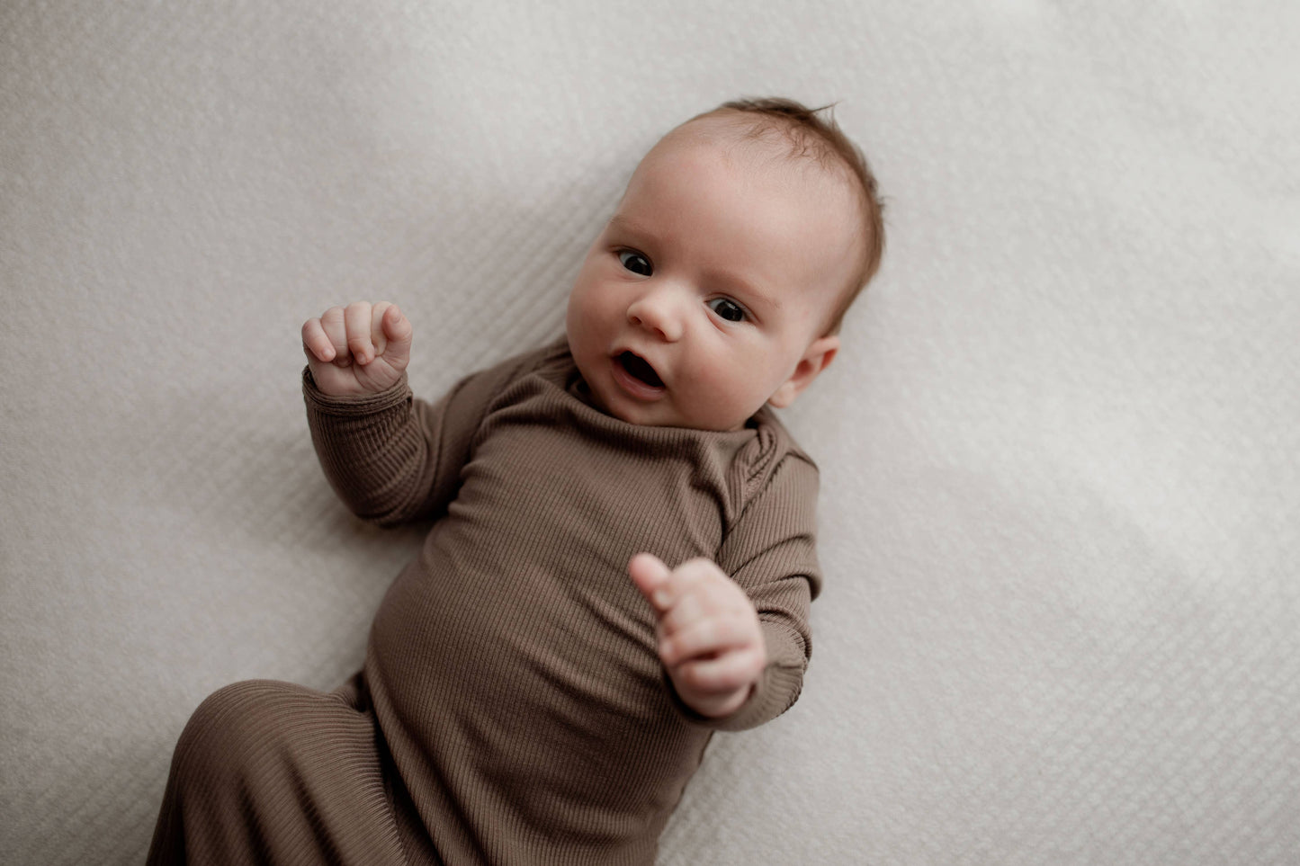 Cocoa Brown Ribbed Knotted Baby Gown