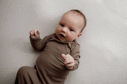 Cocoa Brown Ribbed Knotted Baby Gown