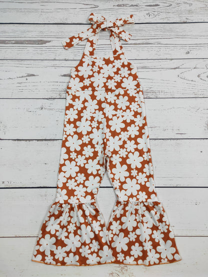 Groovy Flower Printed Girls Jumpsuit
