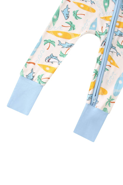 Surf's Up Bamboo Baby Convertible Zippy Romper