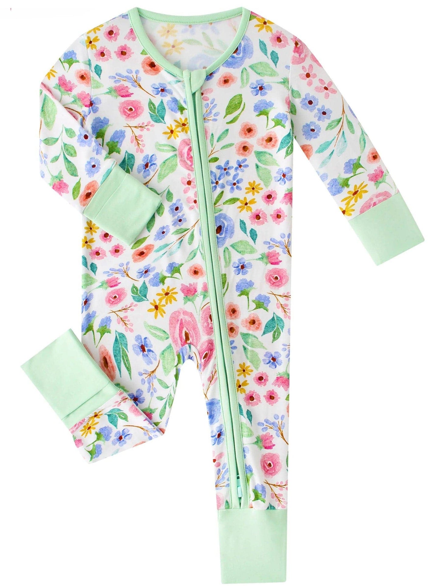 Ditsy Floral Bamboo Baby Convertible Zippy Romper