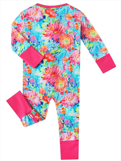 Coral Garden Bamboo Baby Convertible Zippy Romper