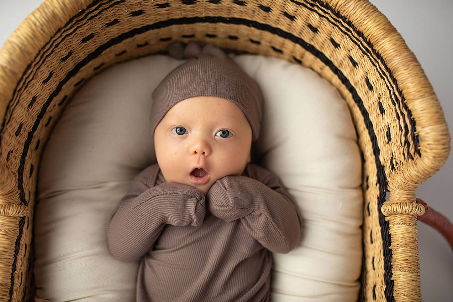 Cocoa Brown Ribbed Knotted Baby Gown