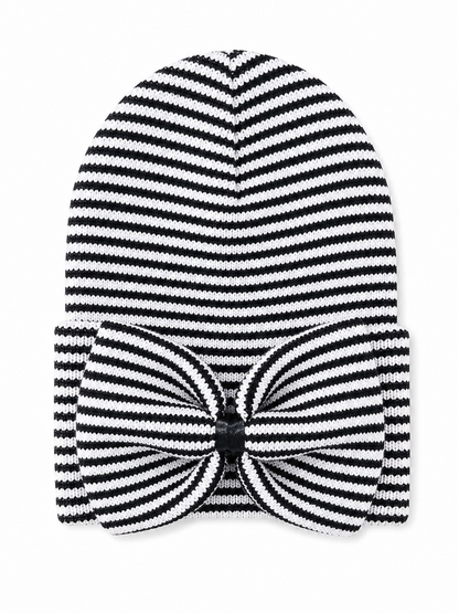 Baby's First Hat®, Black/White Stripe Bow