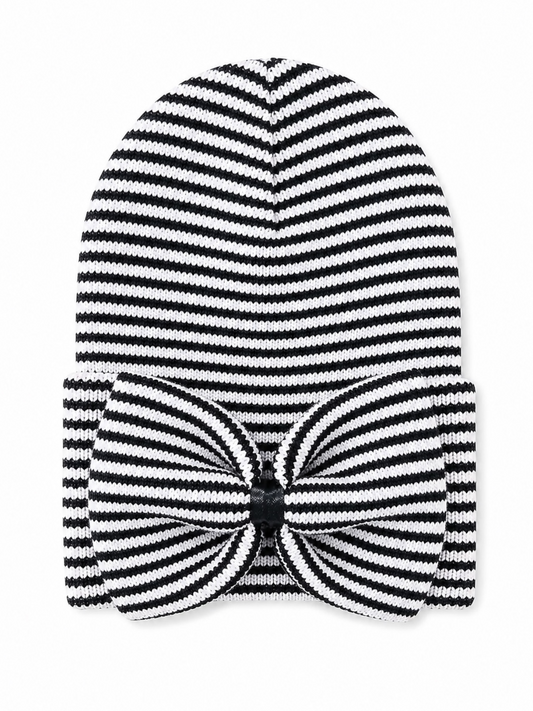 Baby's First Hat®, Black/White Stripe Bow