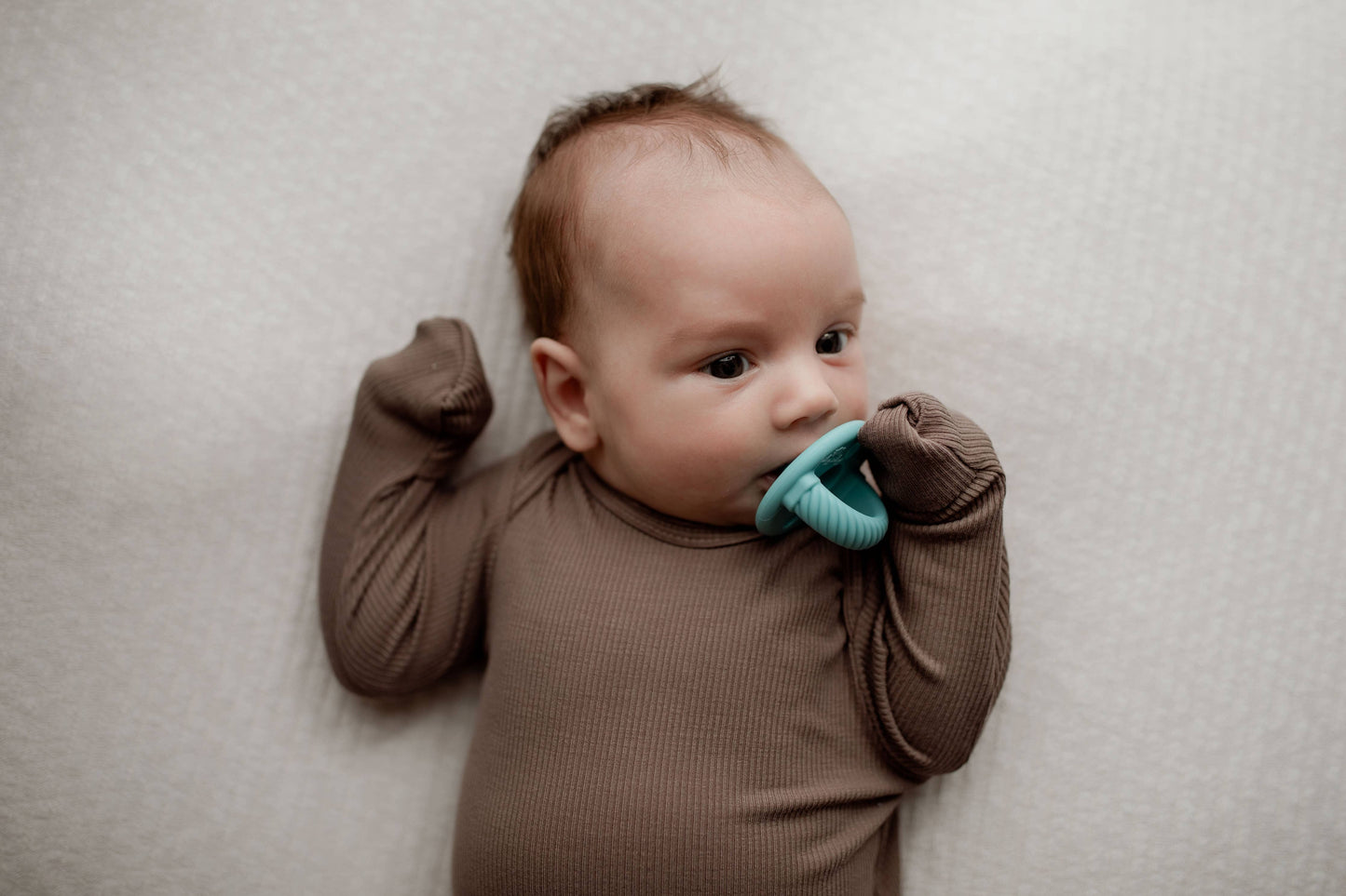 Cocoa Brown Ribbed Knotted Baby Gown