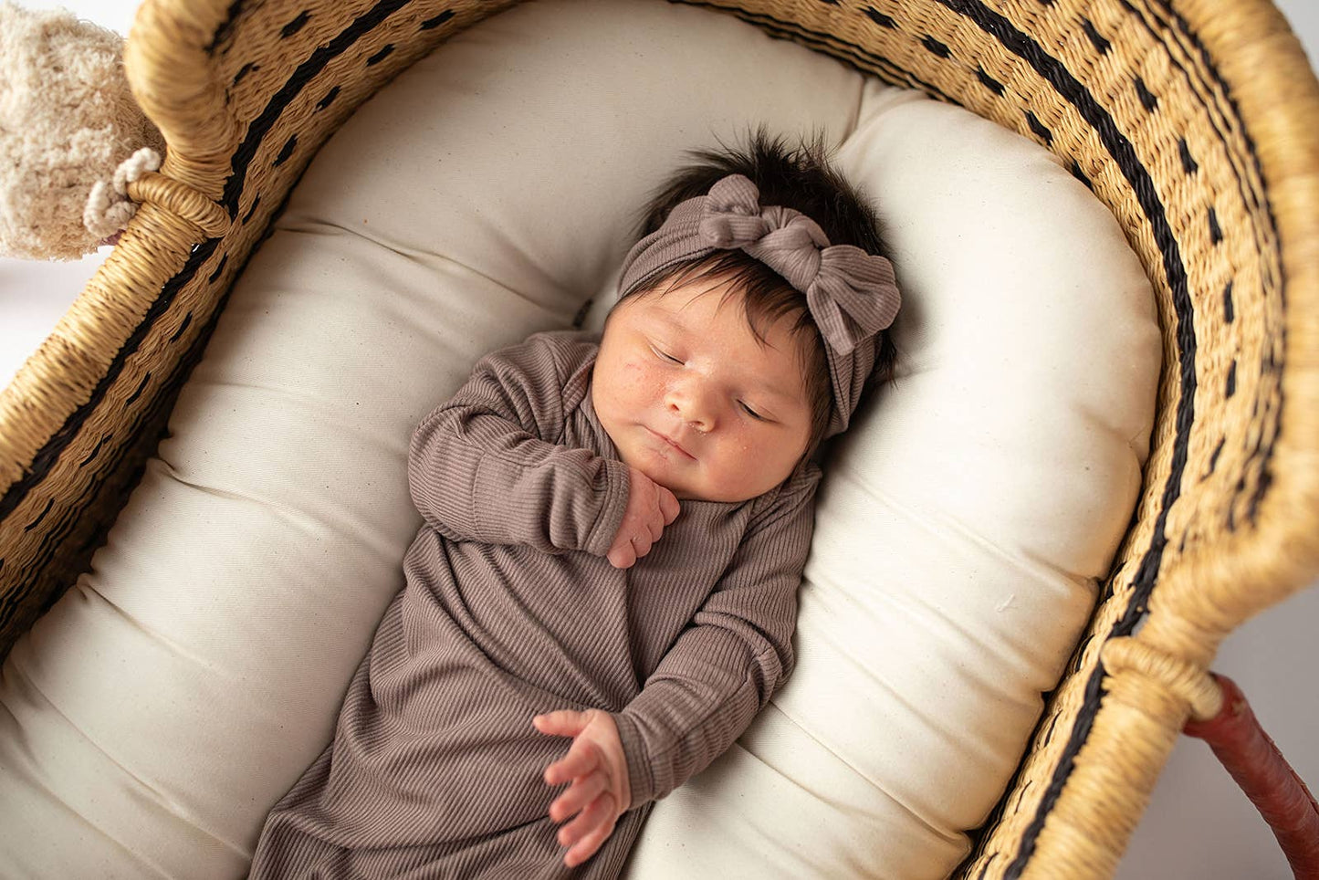 Cocoa Brown Ribbed Knotted Baby Gown