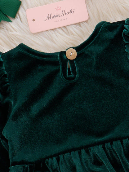 Deep Emerald Gingerbread Velvet Romper