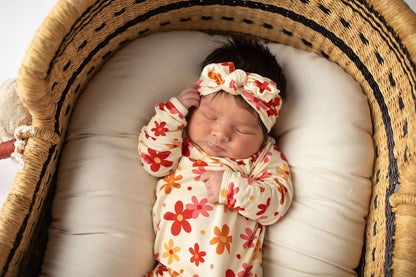 70s Groovy Flower Knotted Baby Gown