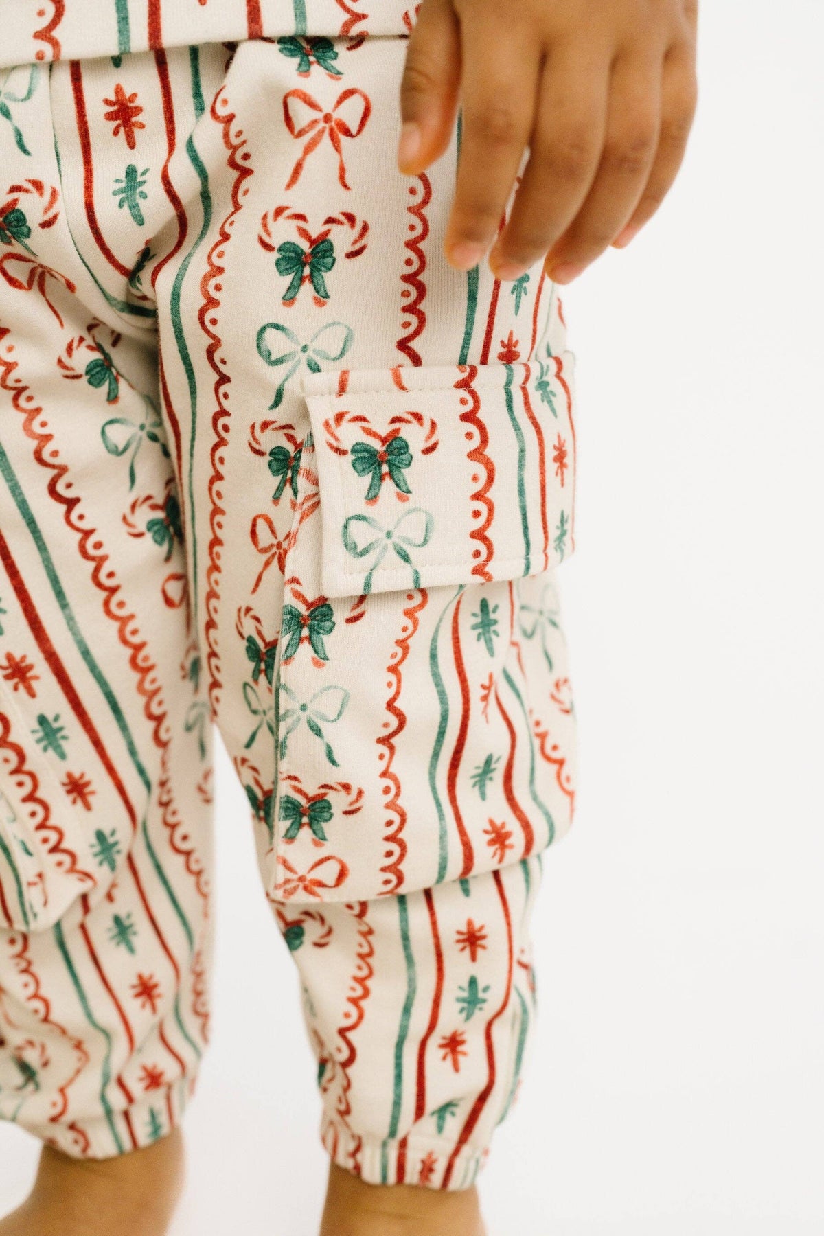 Christmas Dainty Bow Cargo Hoodie Set