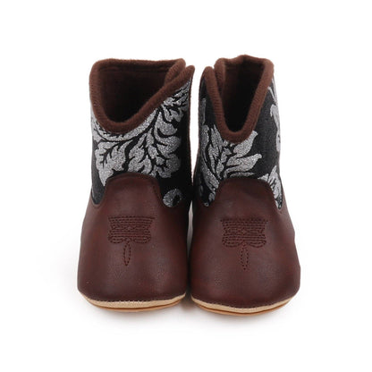 3 tone shimmery baby boots w/ velcro