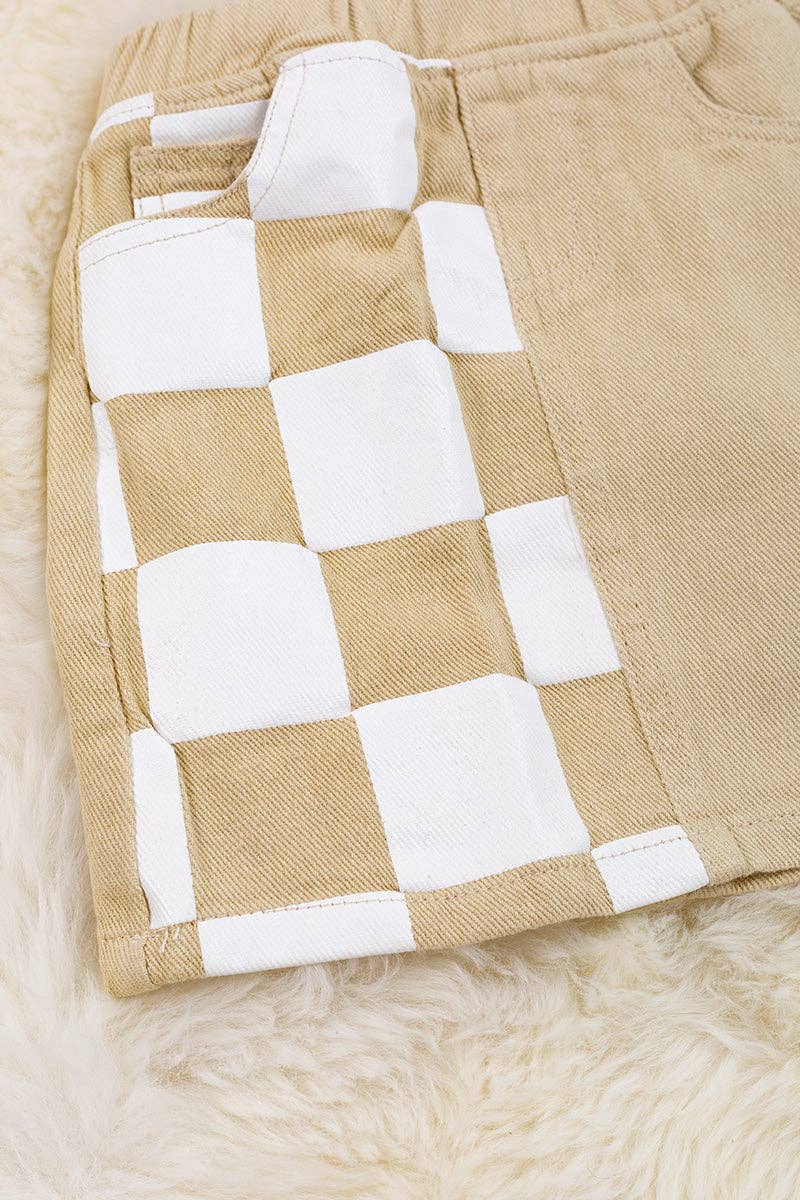 Ivory Checkered Denim Skirt