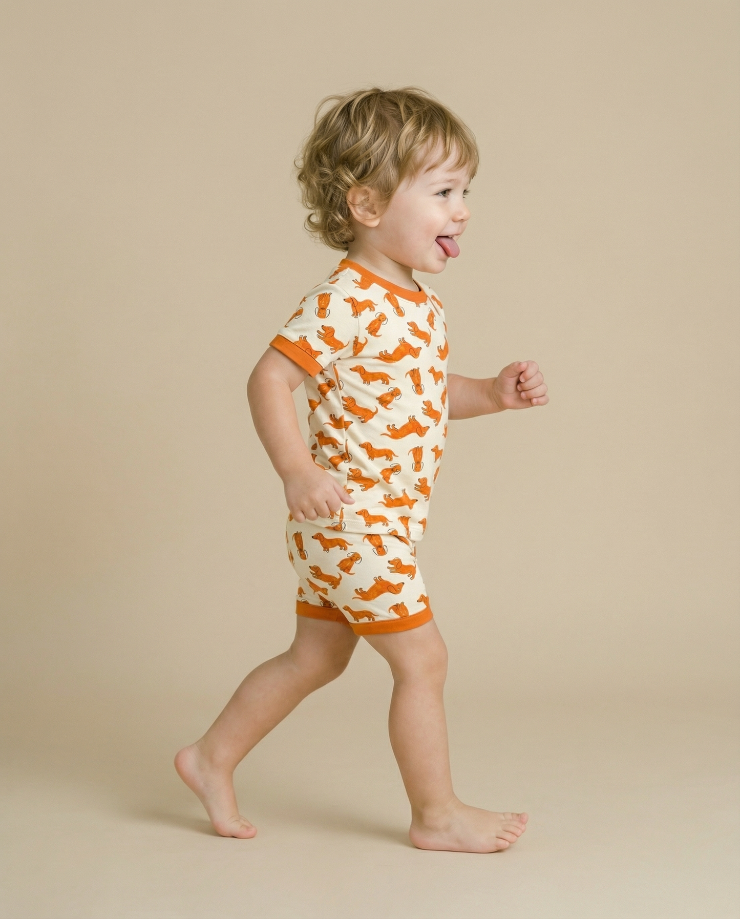 Orange Puppy Bamboo Short Sleeve PJs