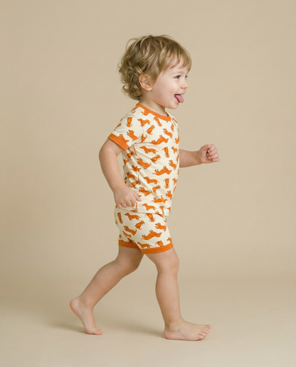 Orange Puppy Bamboo Short Sleeve PJs
