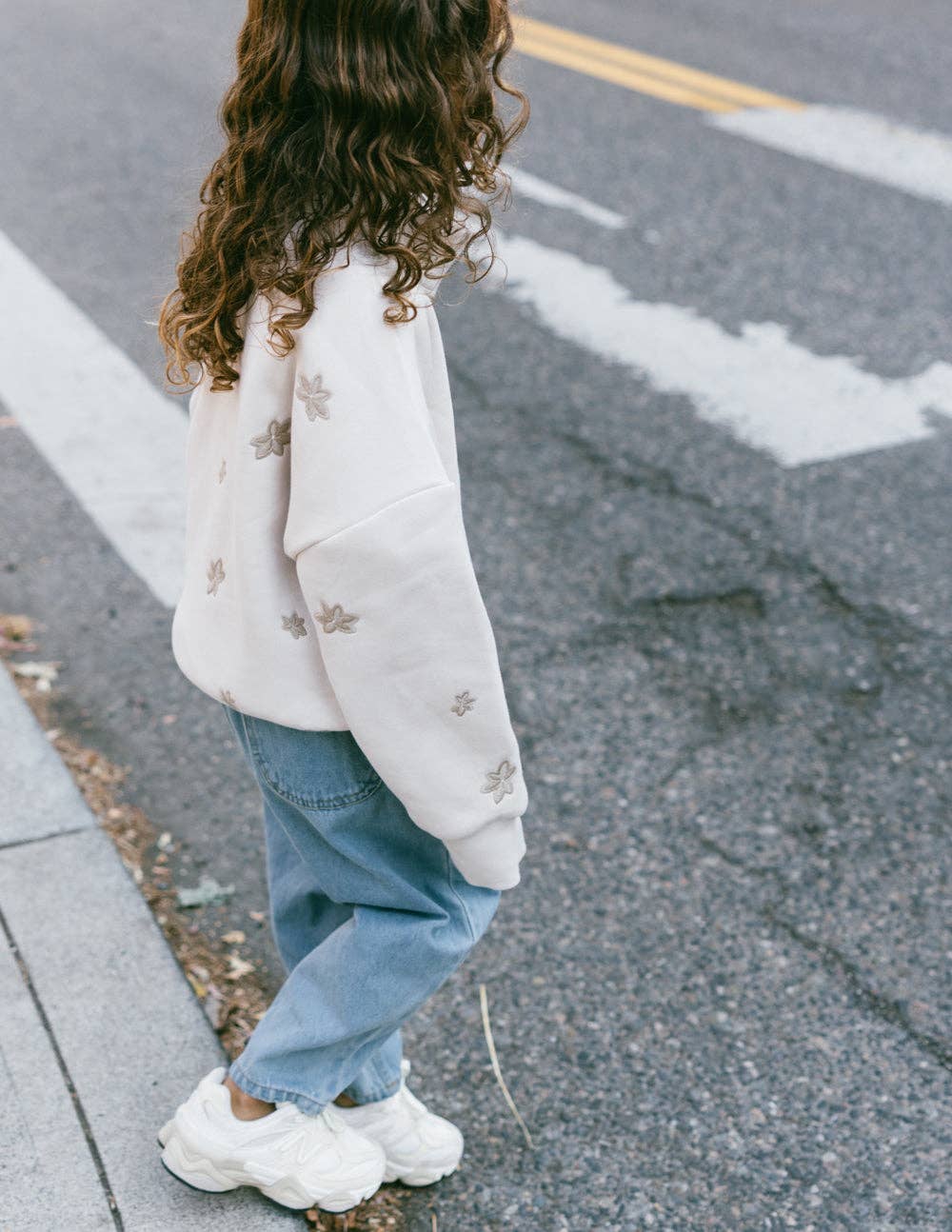 Embroidered Floral, Kids Half-Zip