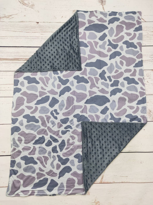 Baby Gray Camouflauge Print Blanket