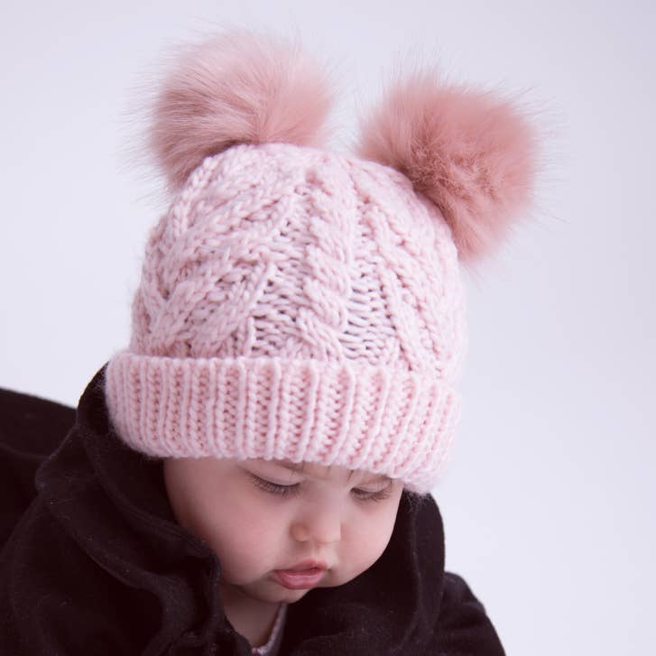 Blush Pink Fluff Beanie Hat