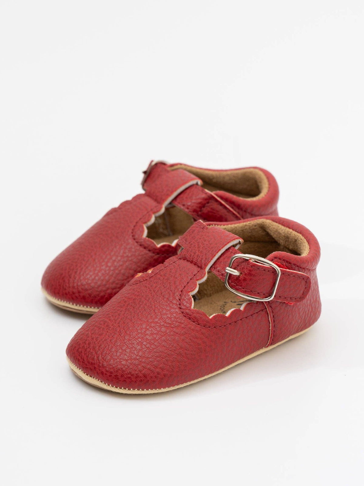 T-Strap Scalloped Buckle Shoes