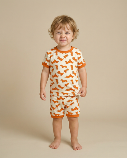 Orange Puppy Bamboo Short Sleeve PJs