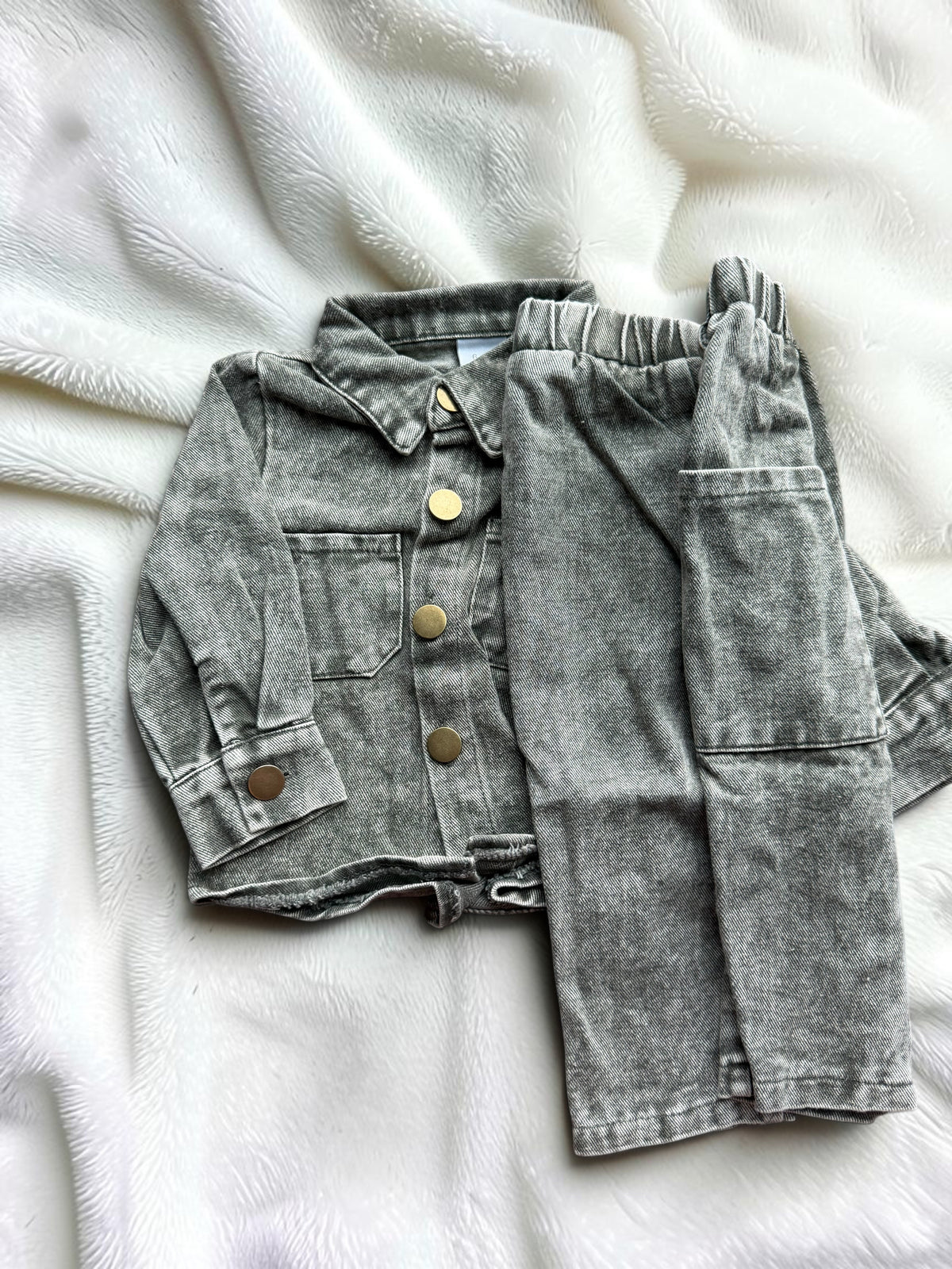 Green Denim Washed Set