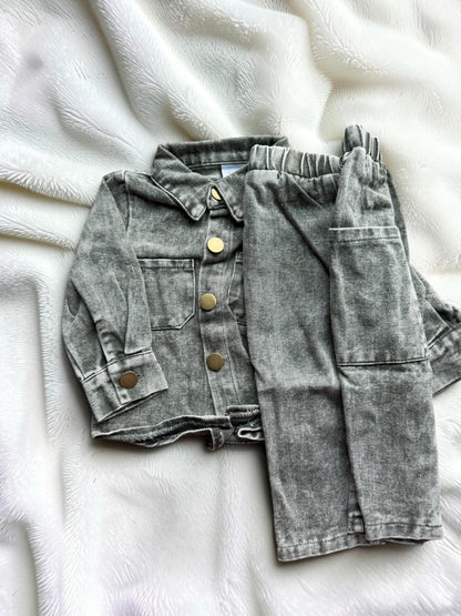 Green Denim Washed Set