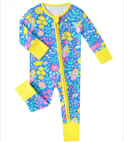 Sunny Blooms Bamboo Baby Convertible Zippy Romper