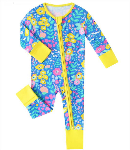 Sunny Blooms Bamboo Baby Convertible Zippy Romper