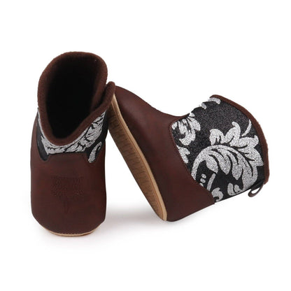 3 tone shimmery baby boots w/ velcro